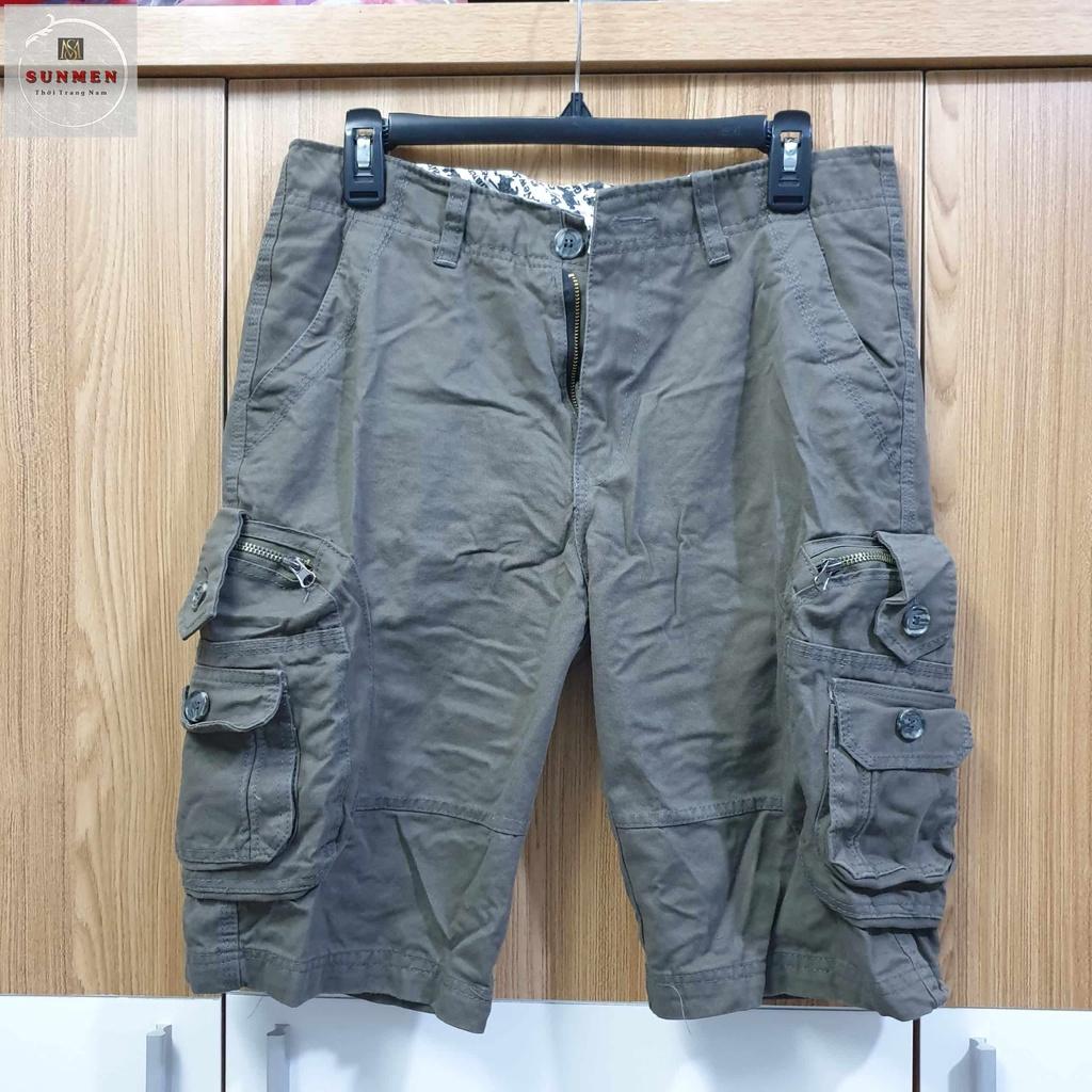 Quần Short Nam Kaki Lửng 6 Túi From Rộng Thoải Mái Phong Cách Bụi Bặm Có Túi Khóa Kéo SUNMEN Size Từ 28 - 38