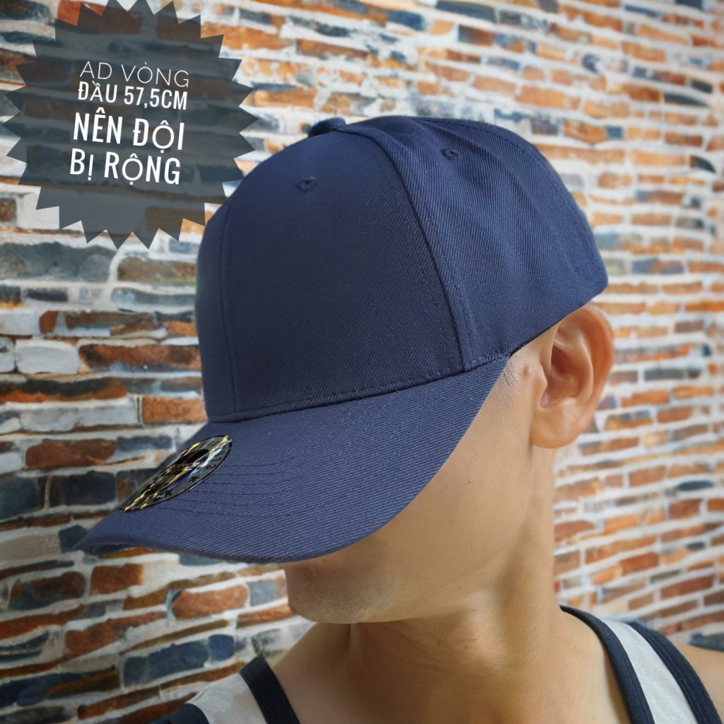[Big Size] Nón lưỡi trai trơn Xanh Navy/Tím Than Size To vòng đầu từ 60cm đến 64cm Brand One Hat