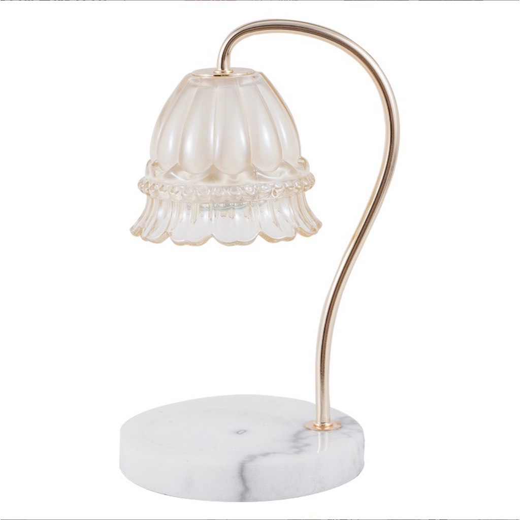 Đèn đốt nến thơm chụp pha lê - đế gỗ