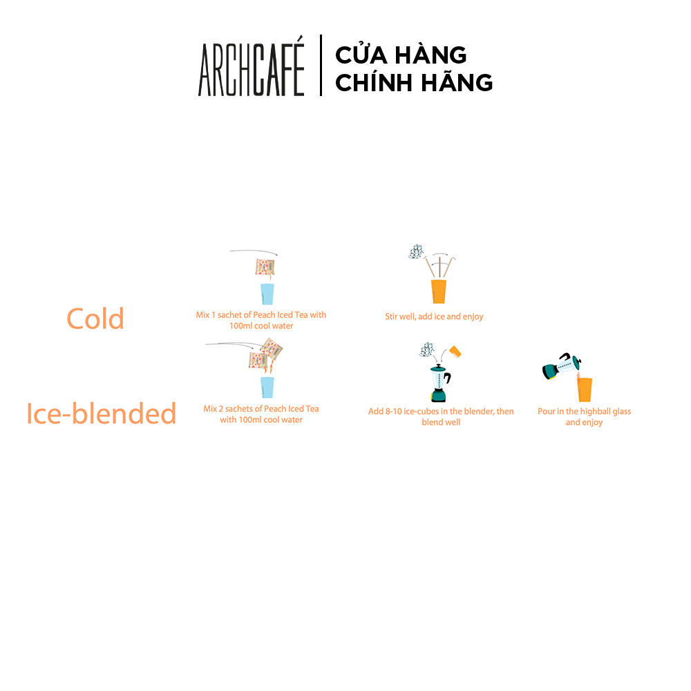 Combo 2 Trà Đào Đá - Trà trái cây hoà tan Archcafé