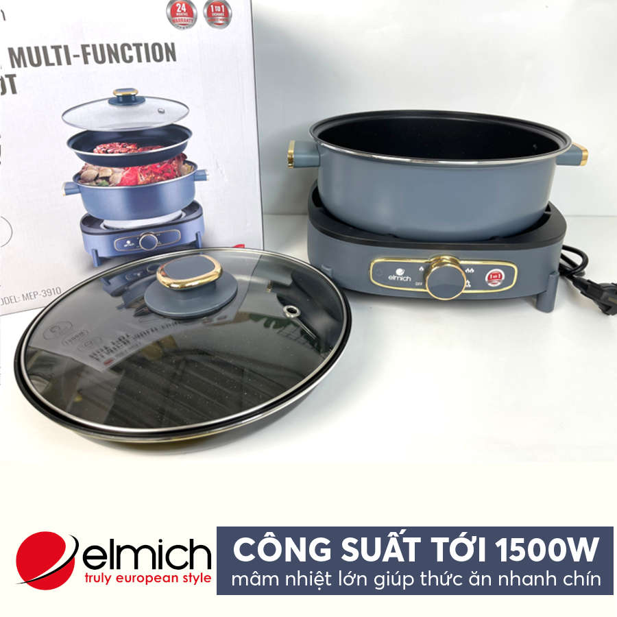 Nồi lẩu nướng điện đa năng Elmich MEP-3910 dung tích 5,5L công suát 1500W - Hàng chính hãng