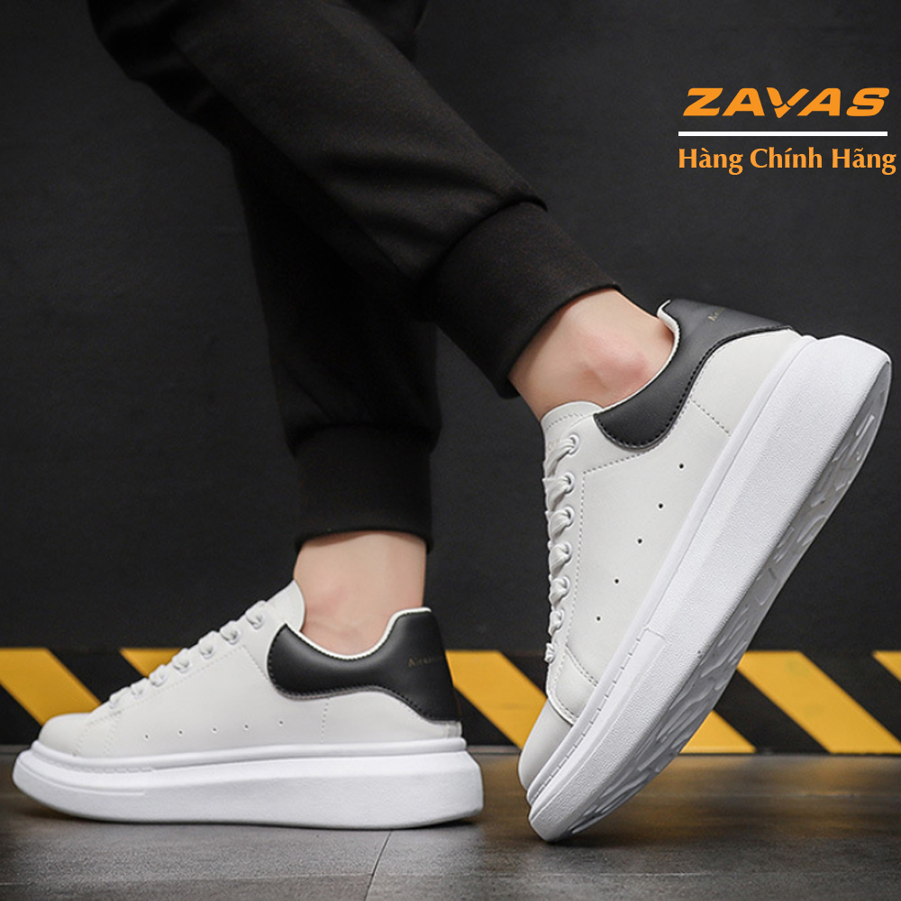 Hình ảnh Giày thể thao sneaker nam màu trắng bằng da không tróc thương hiệu ZAVAS - S387