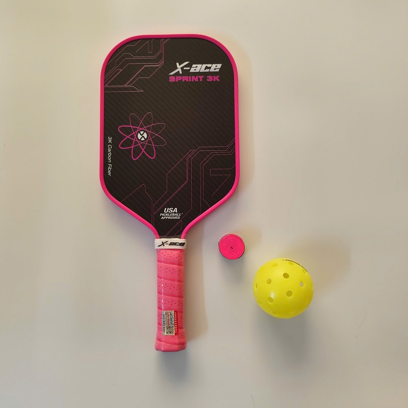 Vợt Pickleball X-Ace Sprint 3K carbon tặng kèm bóng và cuốn cán, trọng lượng 230g, bề mặt nhám bám bóng tối ưu