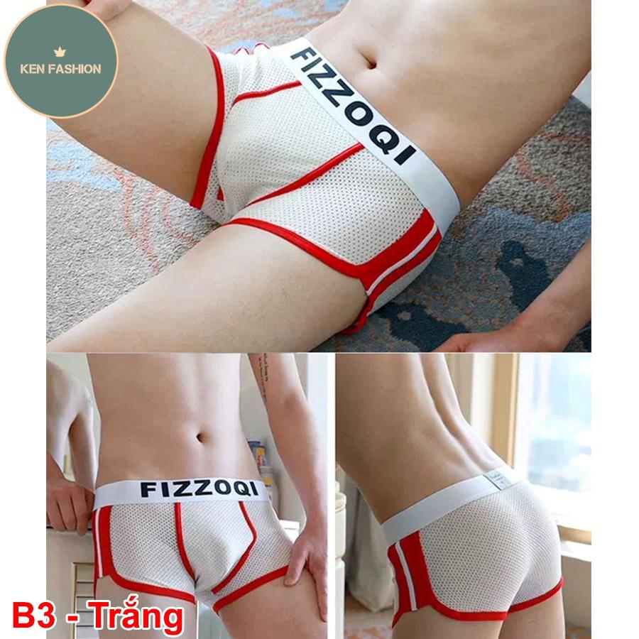 Quần lót nam cao cấp FIZZOQI QS4 quần sịp đùi chất liệu lụa dày dặn đục lỗ thoáng, đầy đủ size từ 38-105kg