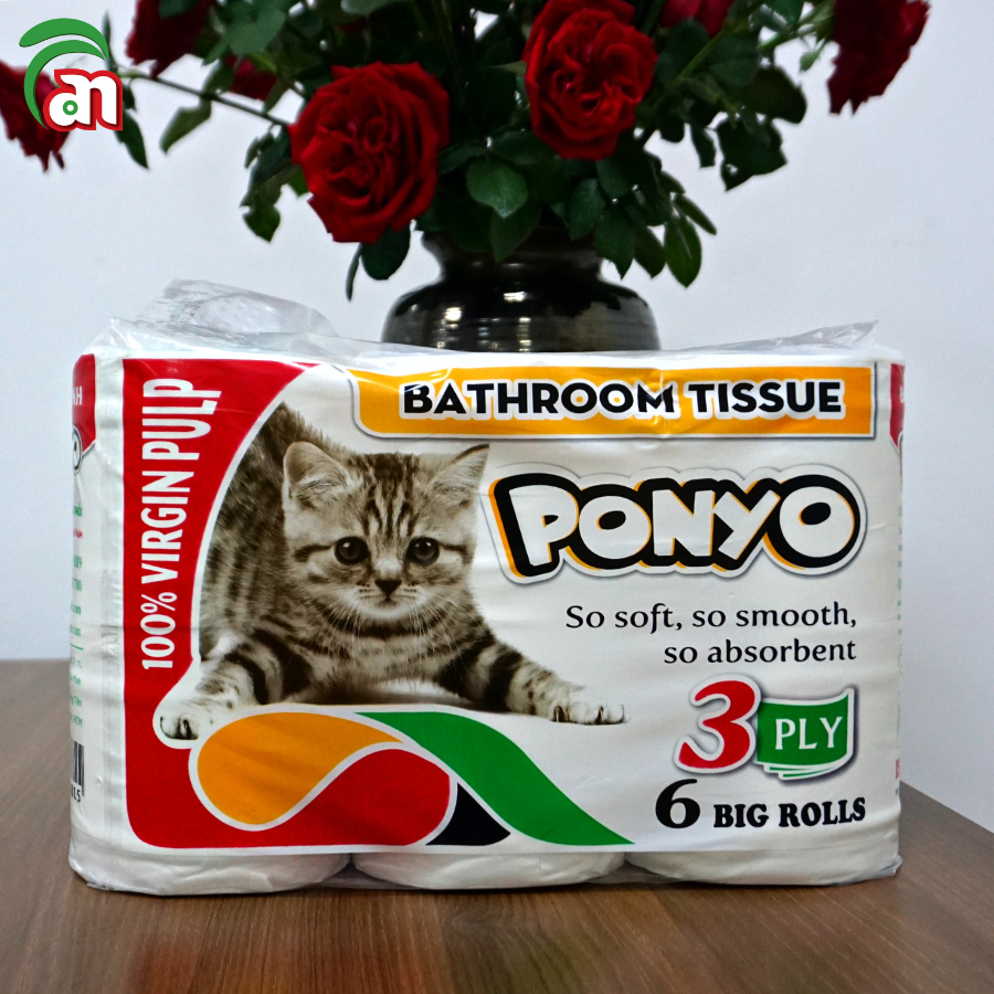 Combo 5 lốc Giấy vệ sinh cuộn nhỏ có lõi siêu dày và mịn PONYO 3 lớp cao cấp, 06 cuộn/lốc - Thiên An Nam paper