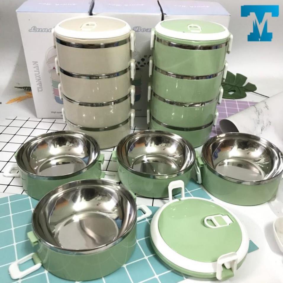 - Cặp Lồng Giữ Nhiệt Lúa Mạch 4 Tầng Ruột Inox Siêu Tiện Dụng 15 x 6 x 25 cm