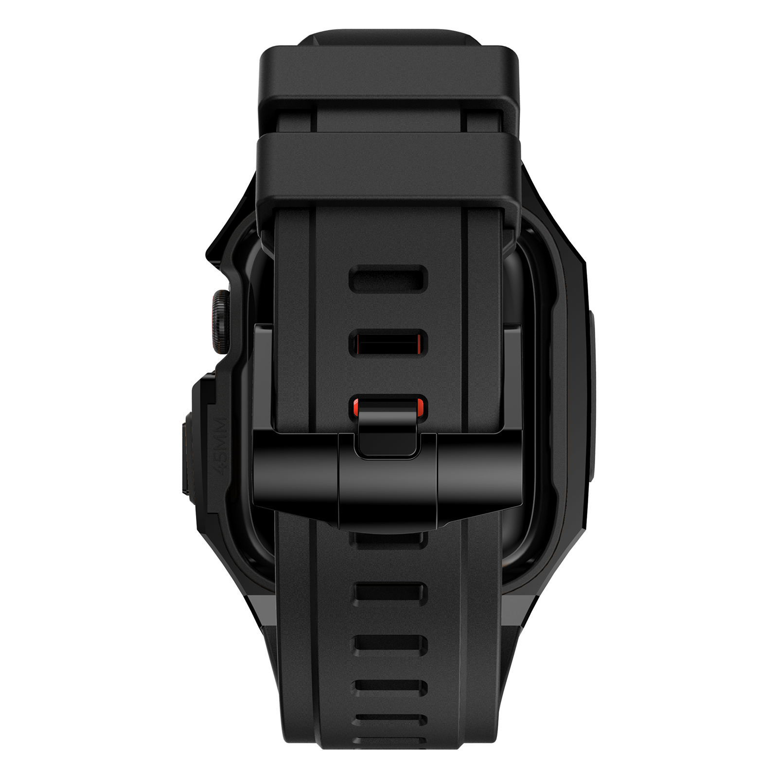 Ốp Case Vỏ Thép Không Gỉ bảo vệ tích hợp dây đeo Fluororubber cho Apple Watch Series 4/5/6/7/8/9/SE1,2 Size 44mm/45mm - Hàng Chính Hãng