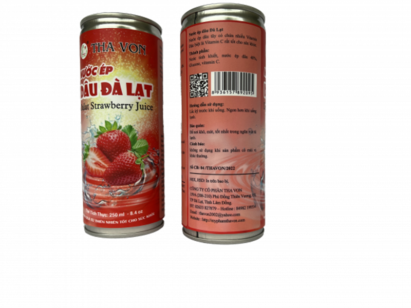 Nước Ép Dâu Đà Lạt thùng 24 lon x 250 ml