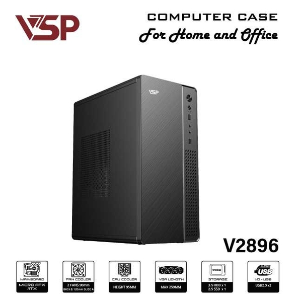 Vỏ Máy Tính Case Văn Phòng VSP V2896 Đen – Hàng Chính Hãng