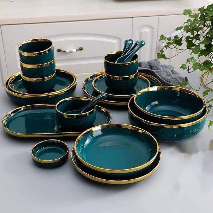 Bộ bát đĩa 26 món ̂́ Bộ bát đĩa sứ 26 món với nhiều màu sắc độc đáo, sang trọng