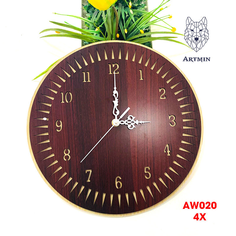 AW020 - Đồng Hồ Gỗ Treo Tường – Décor Trang Trí Hoa Hướng Dương
