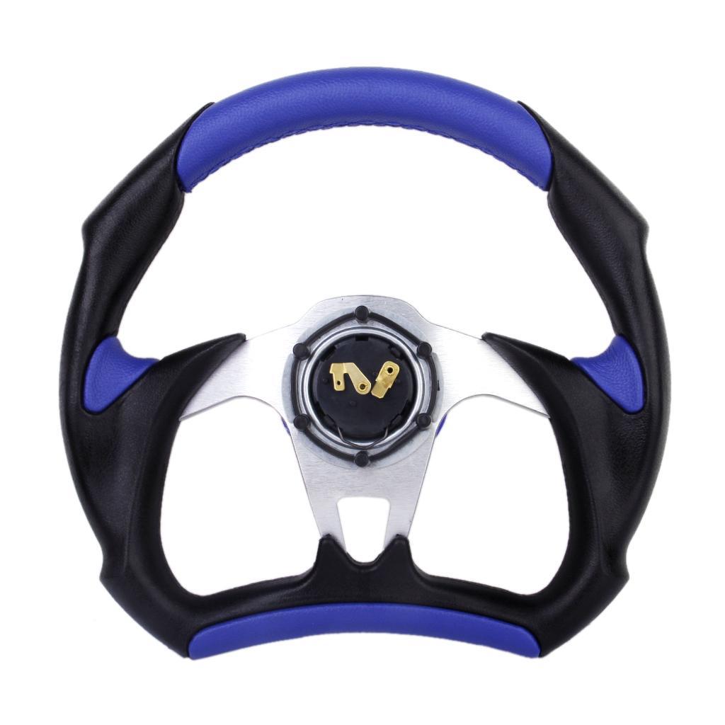 Universal PU Leather Car Racing Steering Wheel Sport F1 JDM Auto Blue+Black