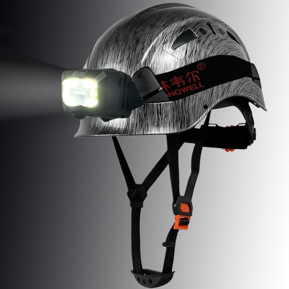 Mũ bảo hiểm an toàn bằng sợi carbon với đèn LED nhẹ abshat ansi công việc công nghiệp