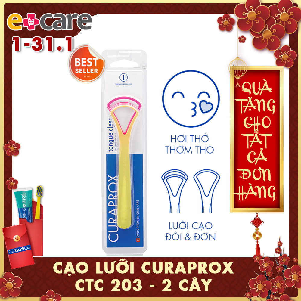 Bộ 2 dụng cụ vệ sinh lưỡi Curaprox CTC 203 Thụy Sĩ