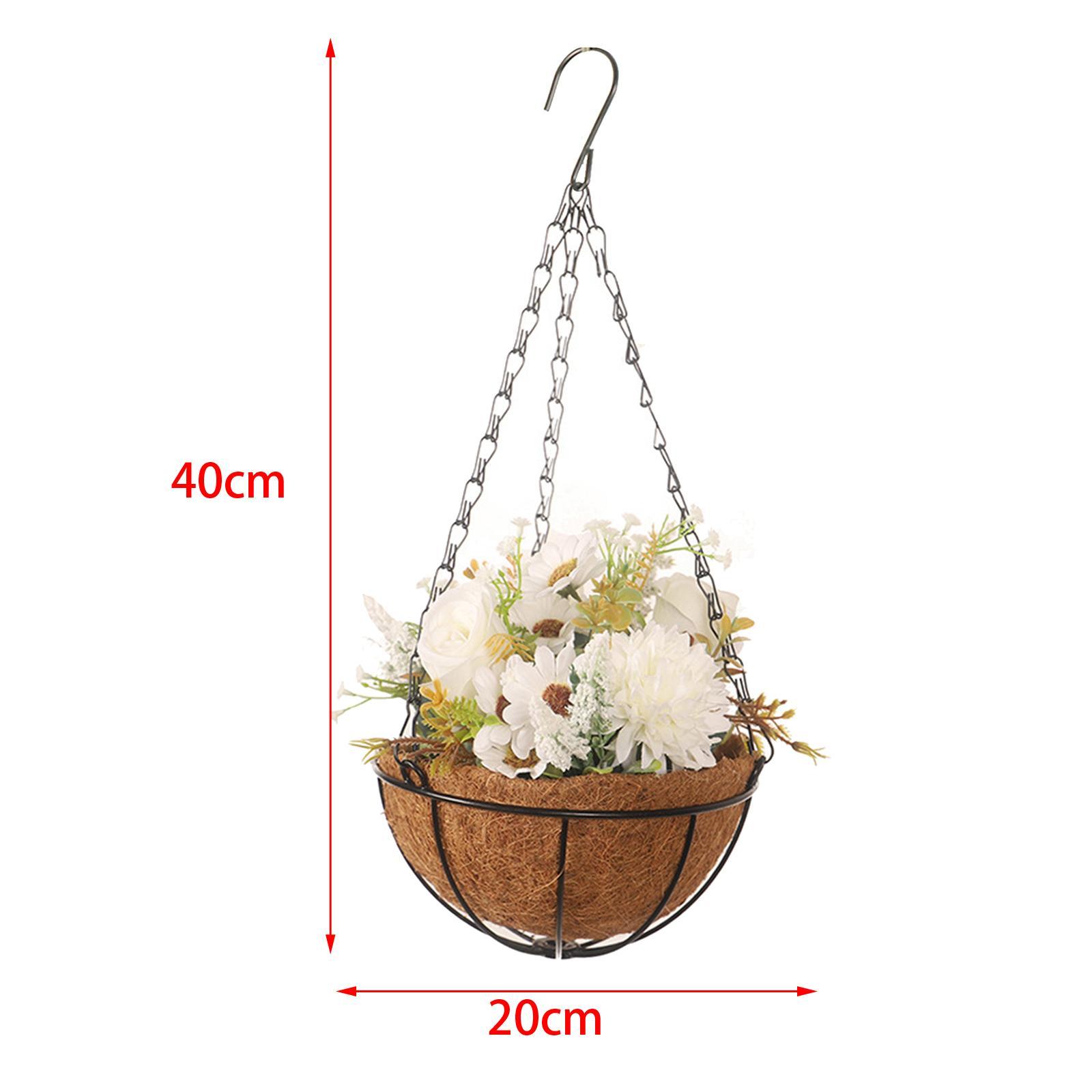 Flower Basket Wreath Spring Wreath Artificial Flower Arrangement Door Hanger Basket Wreath Farmhouse Wreath for Wedding Porch Outside Party