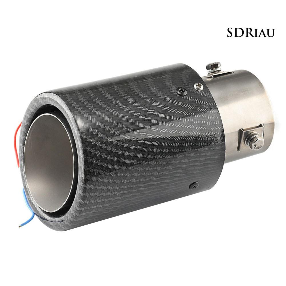 Ống xả giảm thanh có đèn LED màu đỏ/xanh dương họa tiết sợi carbon gắn đuôi xe hơi