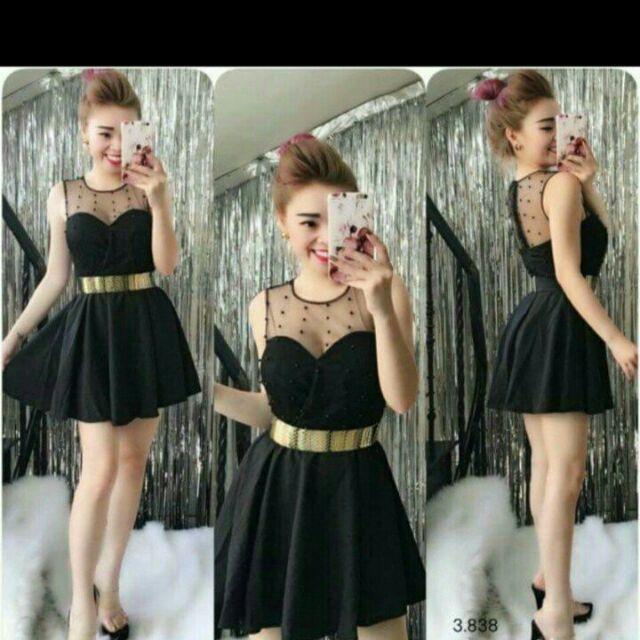 Đầm xòe sát nách đính cườm