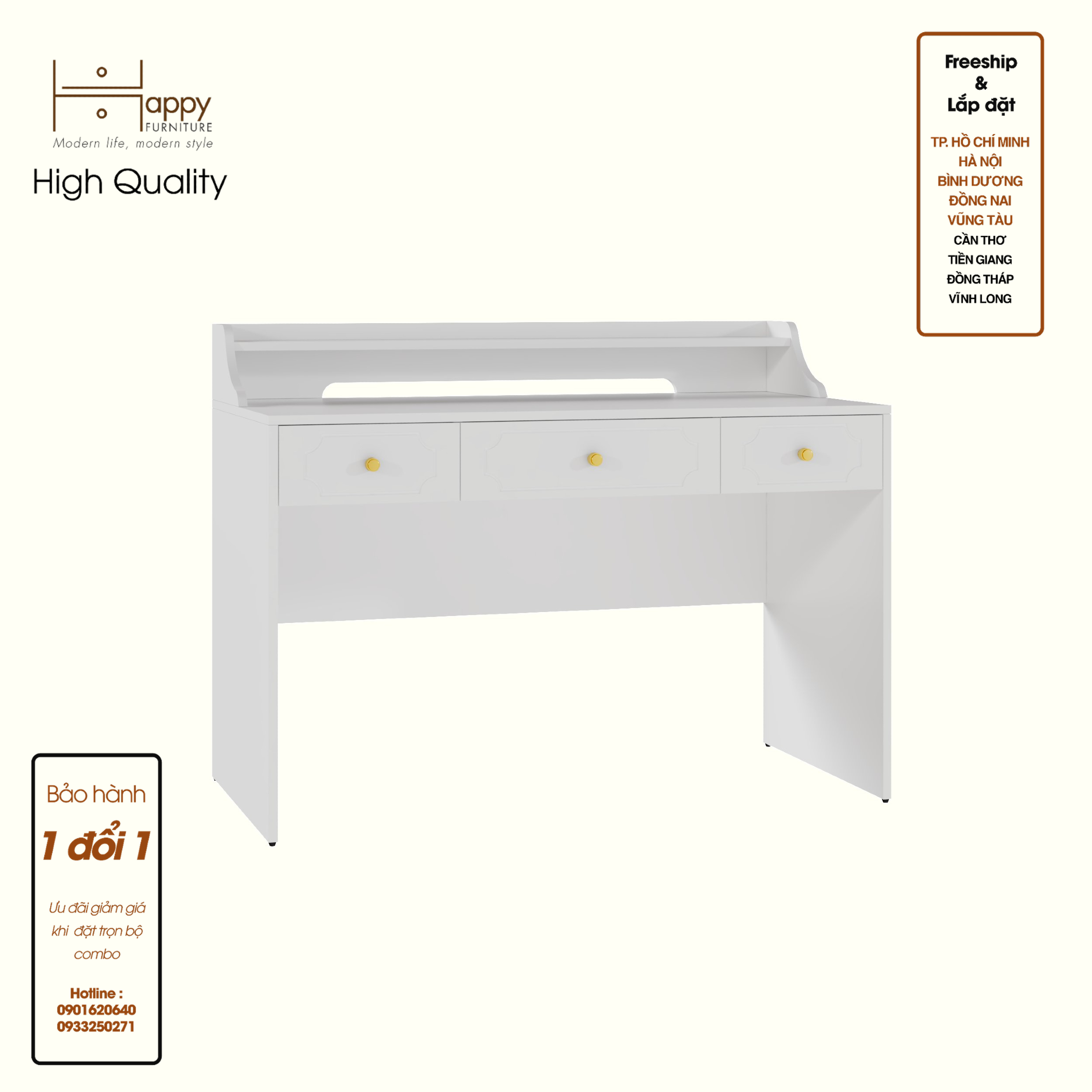 [Happy Home Furniture] NERIS, Bàn làm việc 3 ngăn kéo , 120cm x 59cm x 90cm ( DxRxC), BAN_075