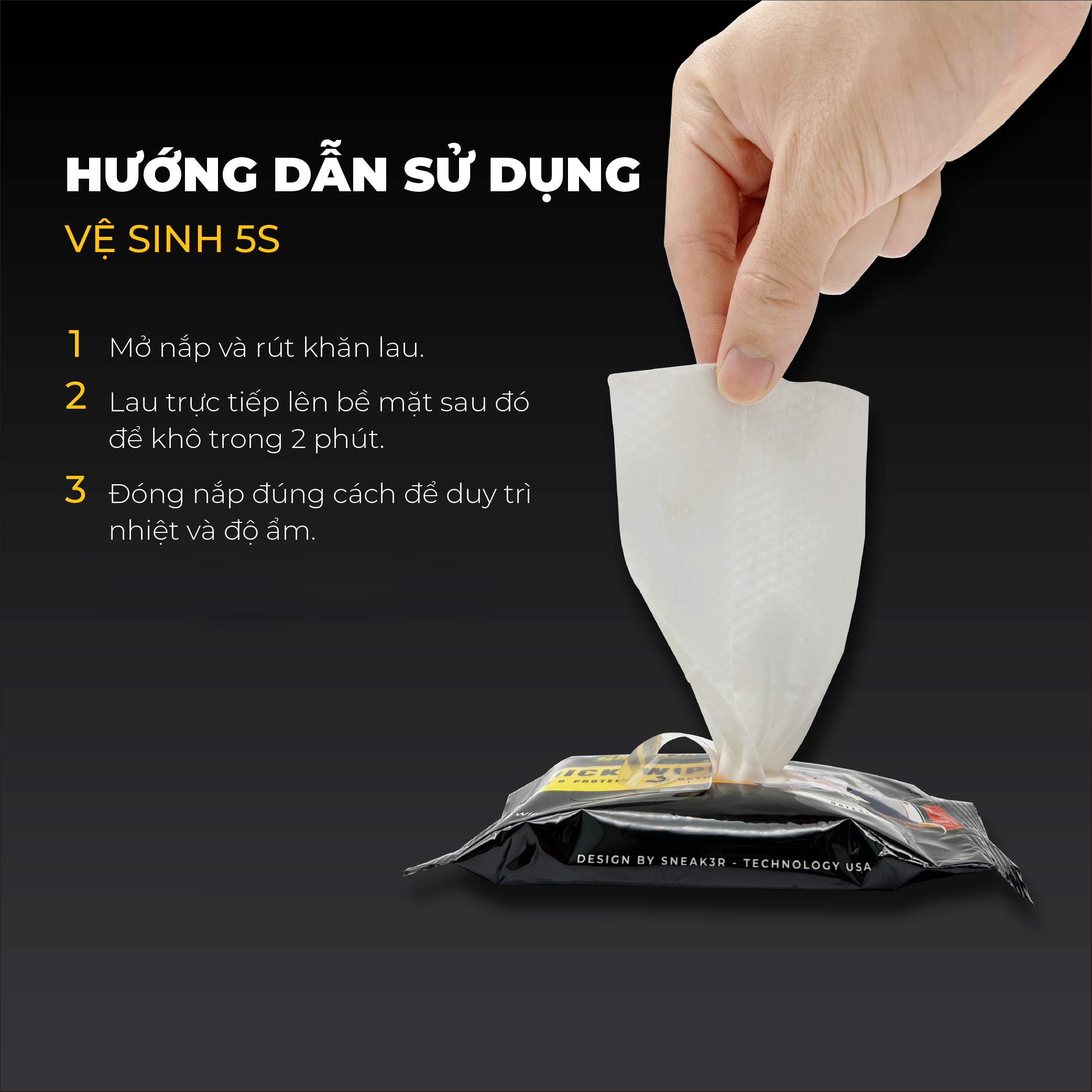 Khăn lau sạch giày nhanh siêu tốc SNEAK3R WIPES gói 12c