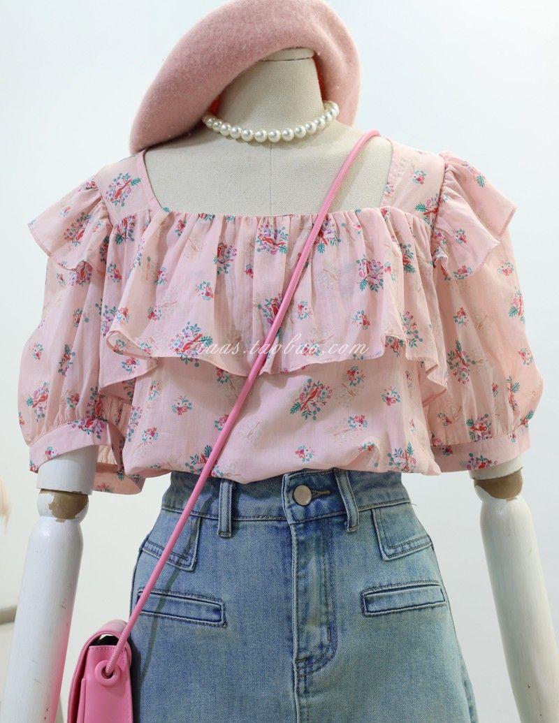 TOBE1SHOP Áo sơ mi nữ mùa hè 2023 Áo sơ mi búp bê cổ vuông