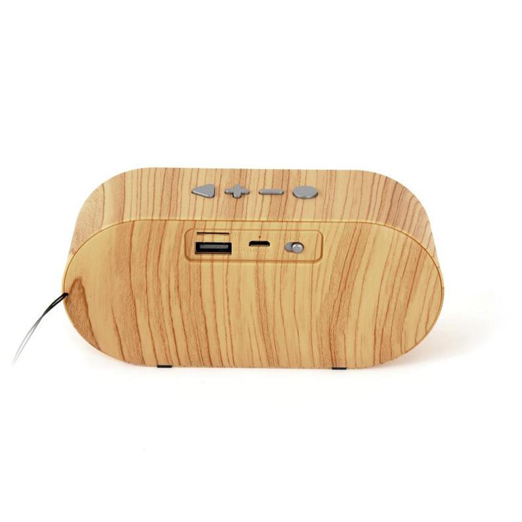 Wood Grain Wireless Bluetooth 5.0 Speaker Loudspeaker With Mic FM USB TF