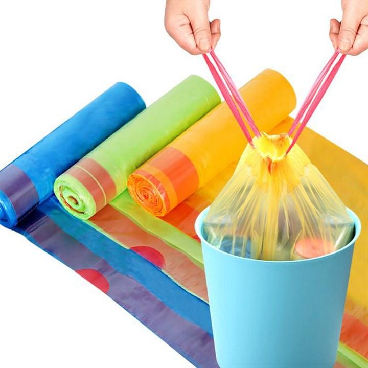 Túi đựng rác có dây rút - Cuộn 15 túi rác siêu dai tự hủy bảo vệ môi trường No.101208
