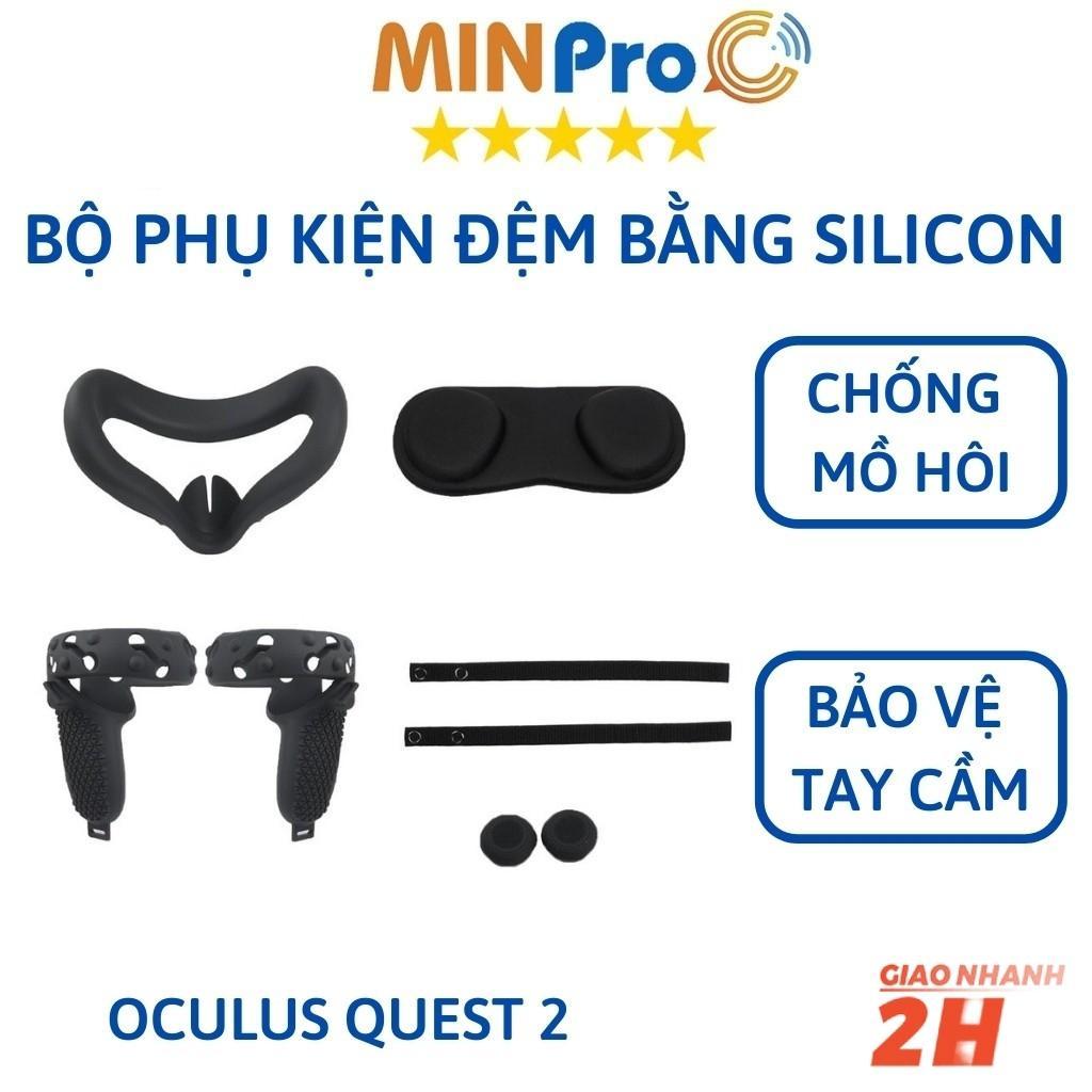 Bộ phụ kiện đệm bằng silicon chống mồ hôi bảo vệ tay cầm chơi game Oculus Quest 2 - MINPRO