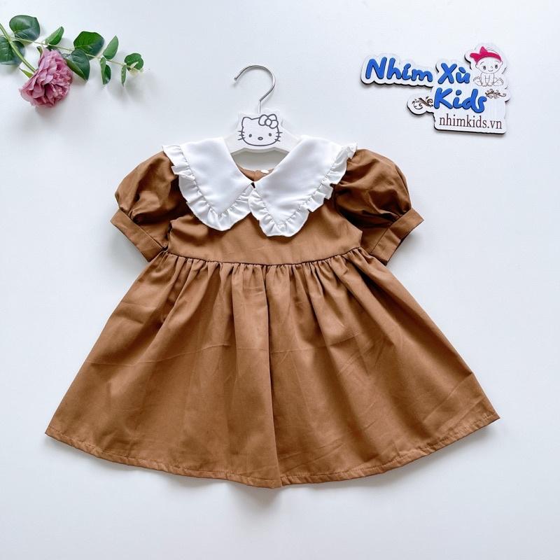 Váy Nâu Tây Bé Gái 4 Đến 18kg Chất Thô Lụa Mềm Mát