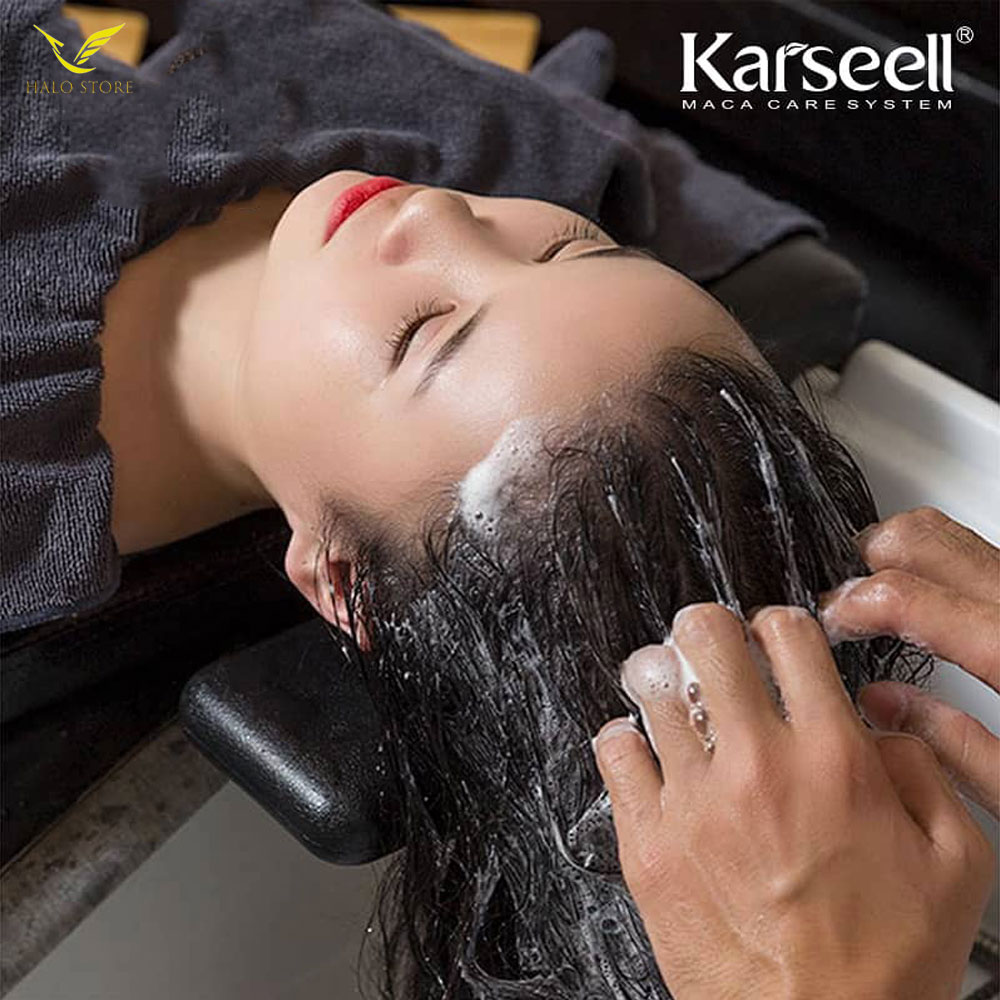 [+Tặng mũ trùm] Combo gội ủ Collagen Karseell Maca siêu mượt cho tóc khô hư tổn 500ml