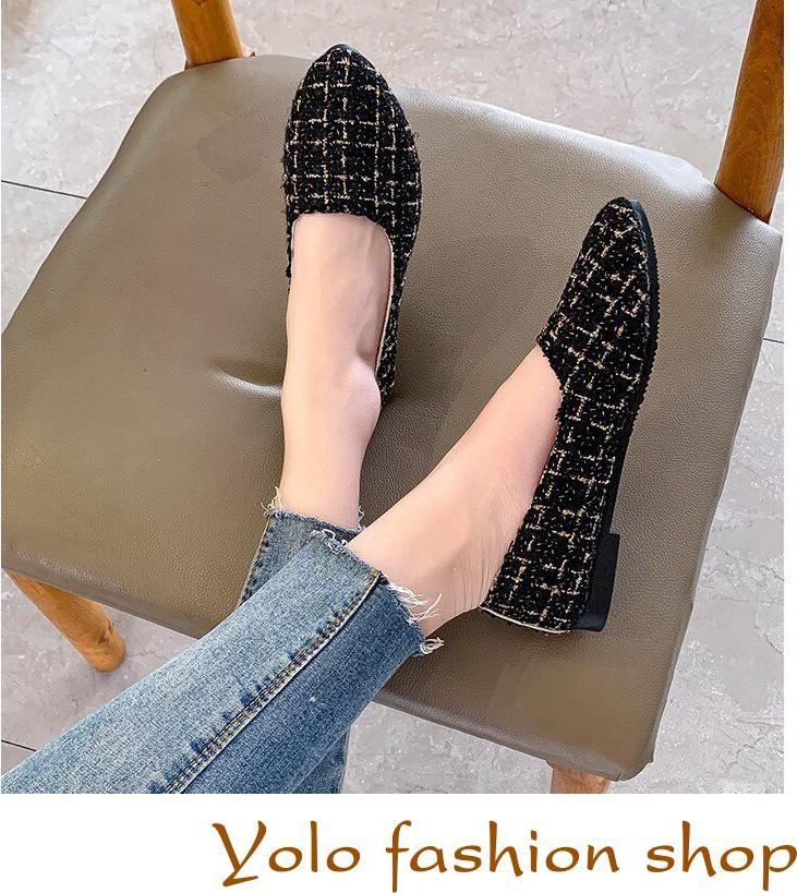 Giày bệt búp bê nữ vải dạ xinh xắn Hàng Quảng Châu cao cấp-CC12