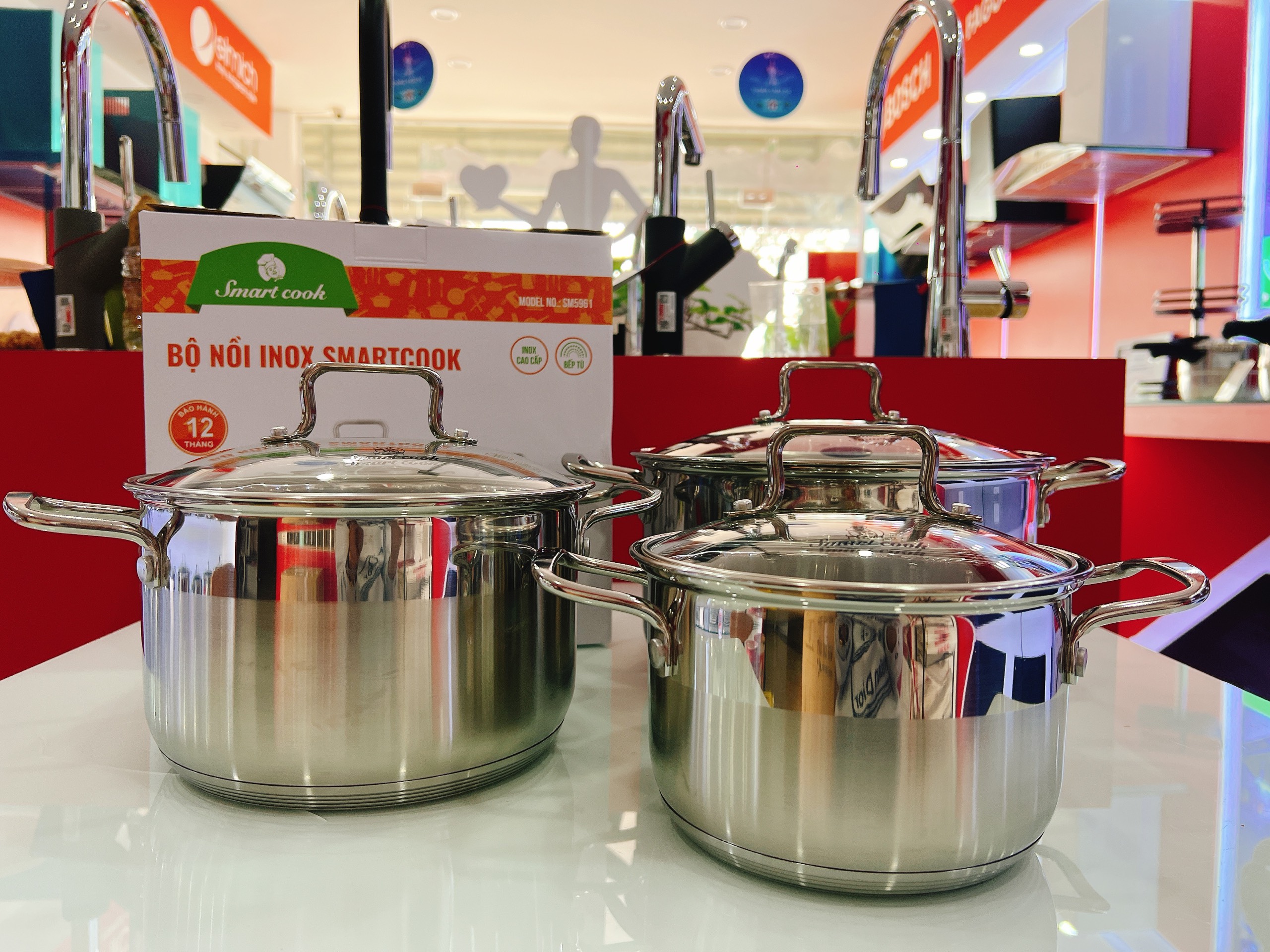 Bộ nồi Inox Smartcook 5961 3 chiếc cỡ 16cm, 20cm, 24cm-SMR3