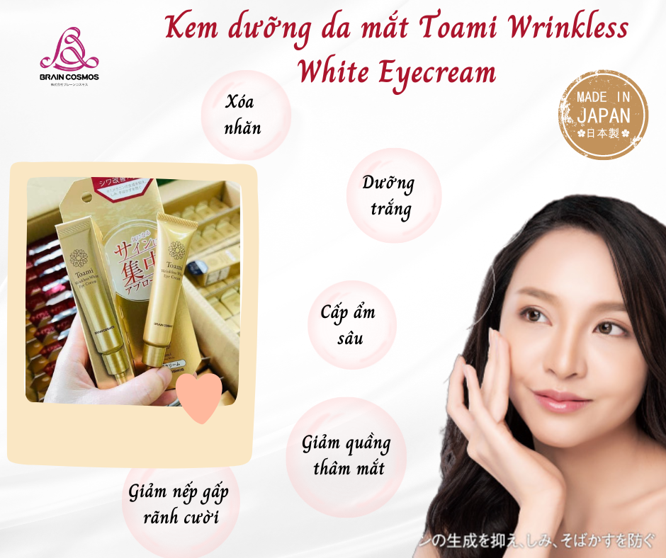 Kem dưỡng da vùng mắt Toami Wrinkless White Eye Cream