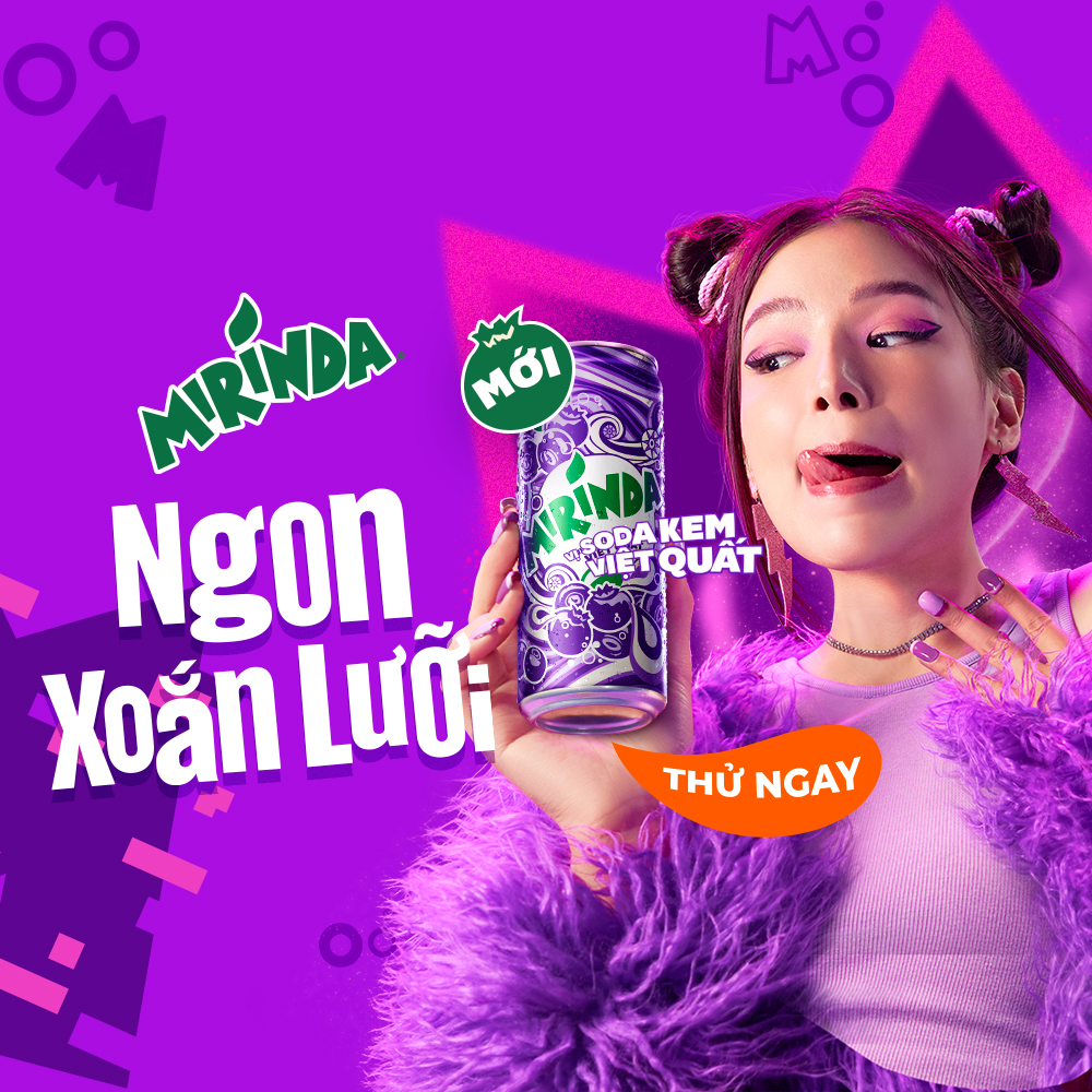 Thùng 24 Lon Nước Ngọt Có Gaz Mirinda Soda Kem Việt Quất