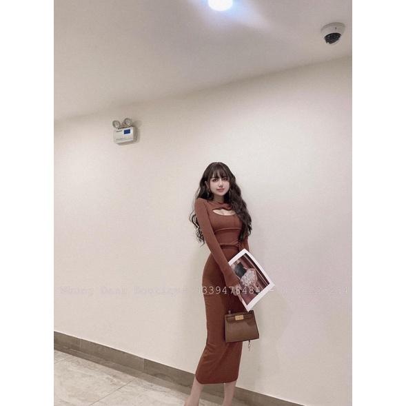 Váy Body Len Tăm Hở Ngực 3 Màu Sexy Có Ảnh Thật Kèm Video