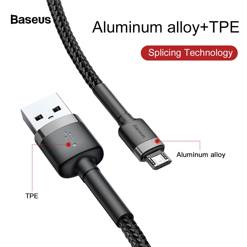 Cáp sạc nhanh đảo được đầu Baseus Cafule Micro USB v2 cho Smartphone Android Samsung/ Xiaomi/ Oppo/ Asus/ Huawei - Hàng chính hãng