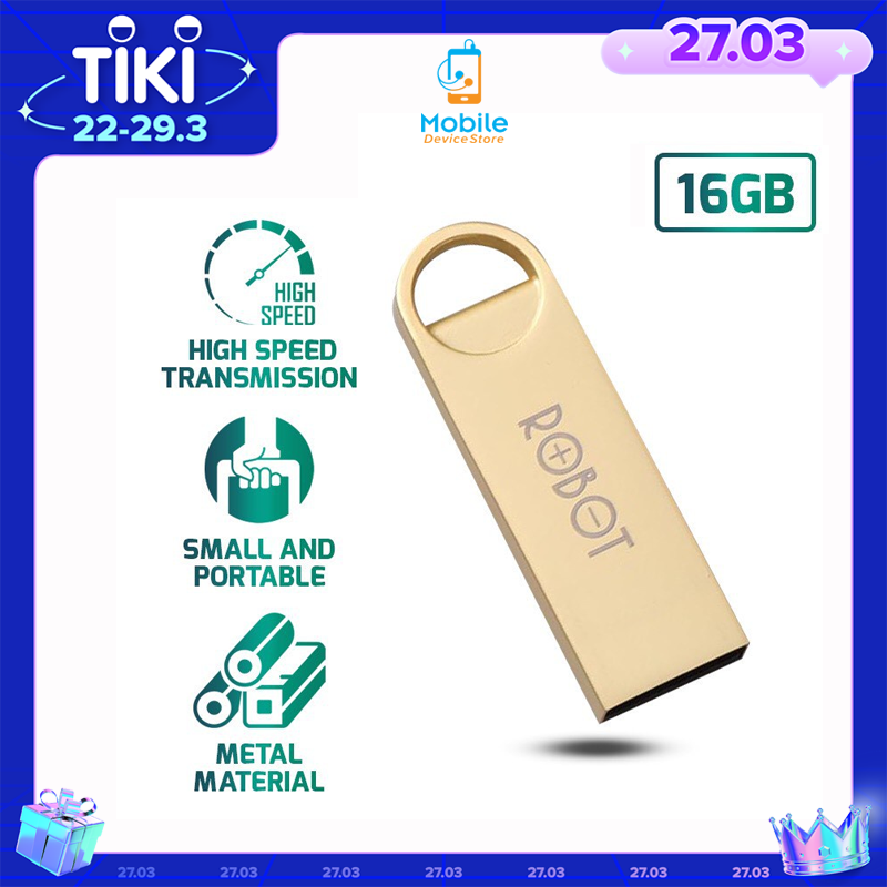 USB Thiết Bị Lưu Trữ 16GB/32GB ROBOT RF316/332 Flash Drive Kim Loại Siêu Nhẹ Kết Nối Nhanh - Hàng Chính Hãng