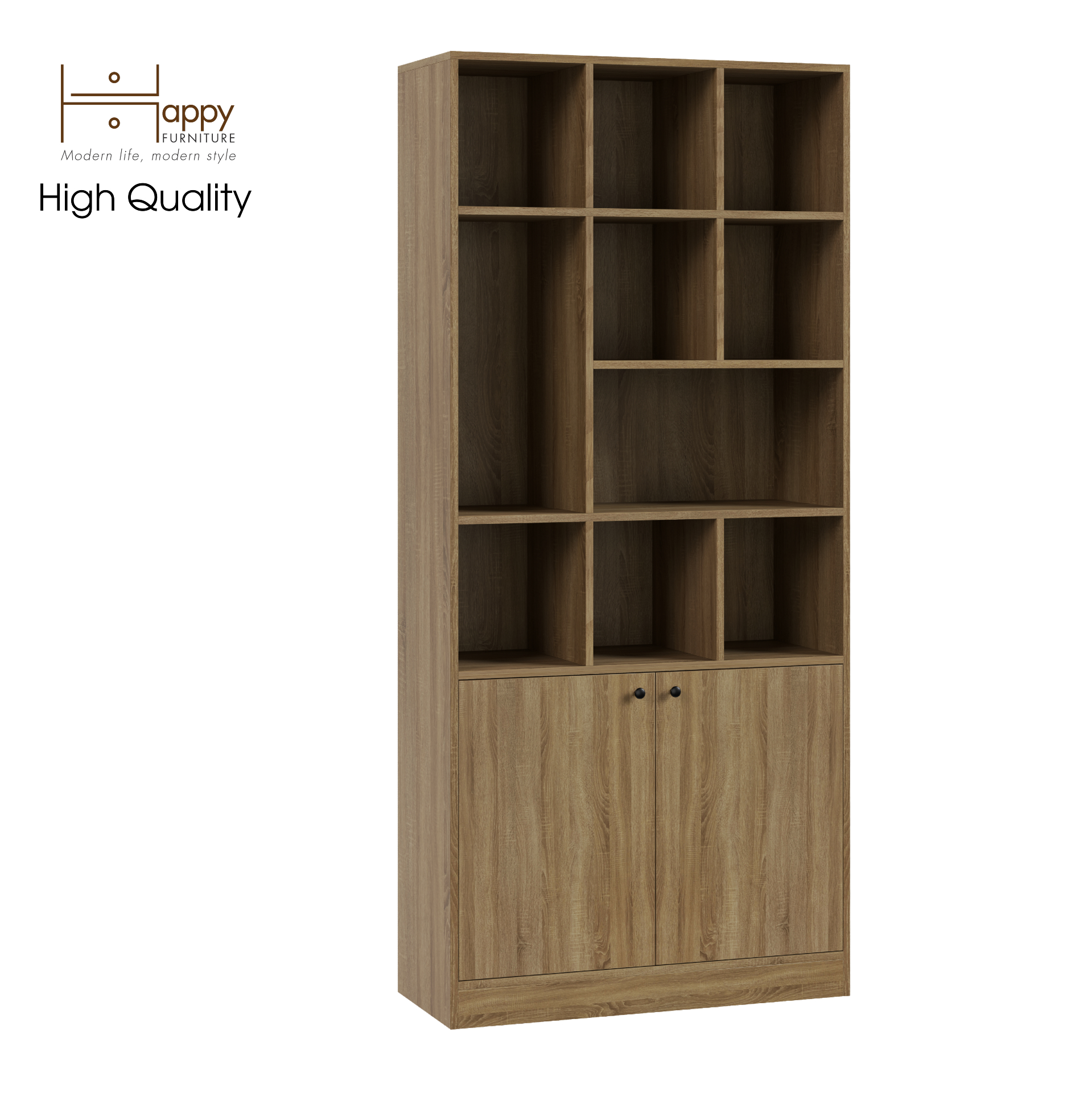 [Happy Home Furniture] CATY , Kệ sách 2 cửa mở ,  90cm x 39cm x 200cm (DxRxC), KSA_025