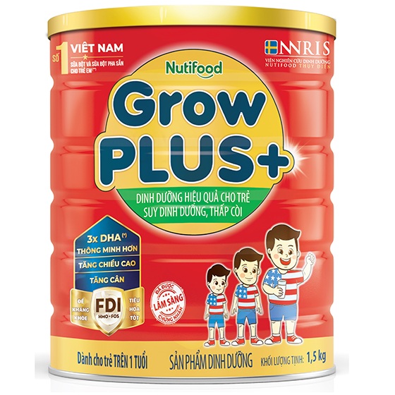 3 Hộp Nutifood GrowPLUS+ Đỏ 1500 Gr : sữa dành cho trẻ từ 1- 10 tuổi bị suy dinh dưỡng thấp còi