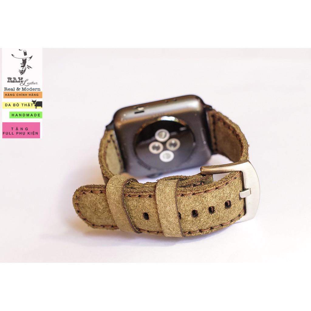 Dây apple watch da bò lộn xanh RAM Bauhaus bền chắc