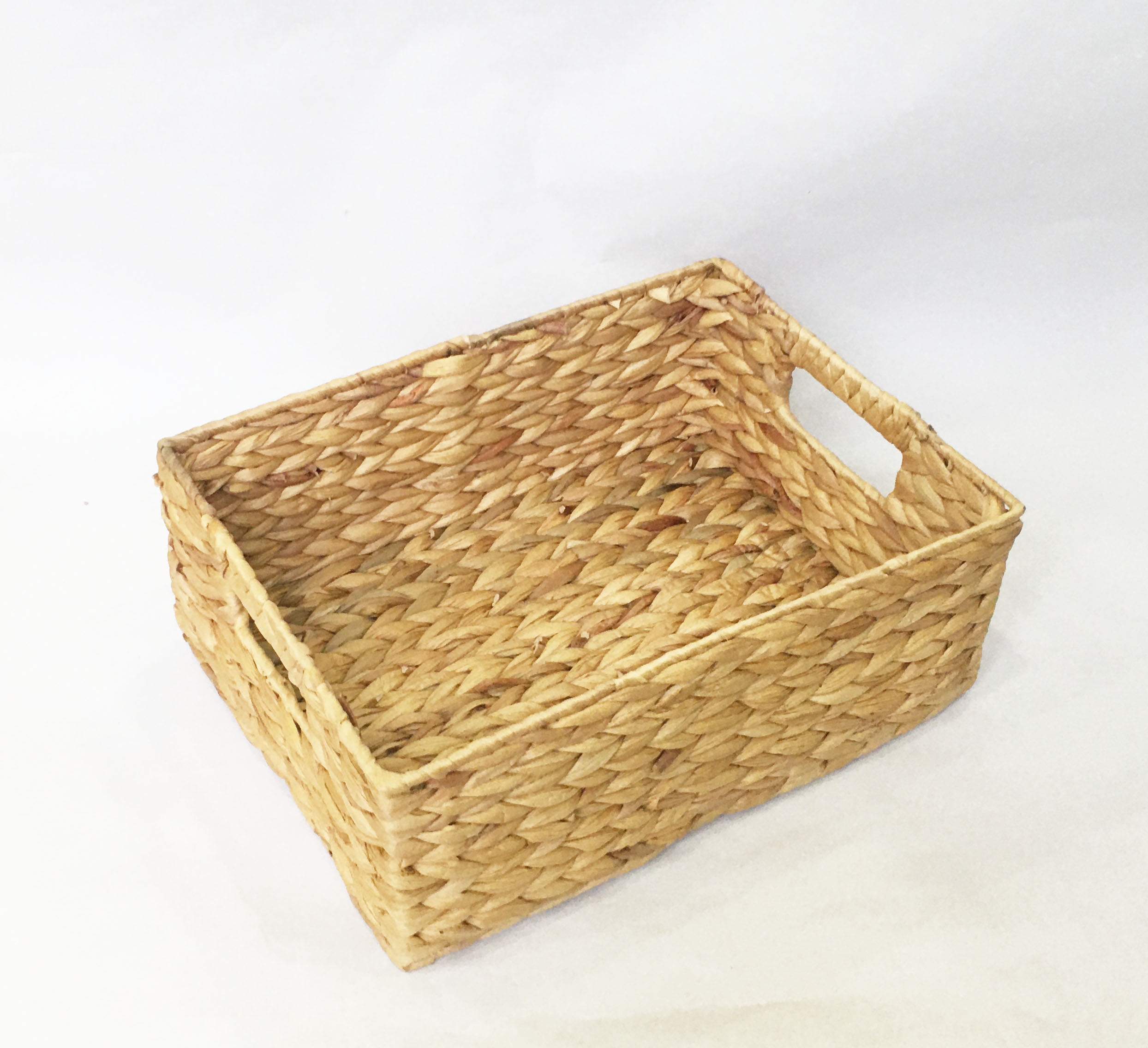 Sọt Giỏ Lục Bình chữ nhật đa năng - giỏ bèo tây khung sắt có tay cầm handmade vintage KT D36xR27xC14cm