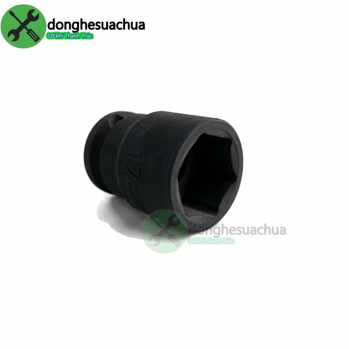 Tuýp 17mm 3/8 Kingtony 353517M loại ngắn 6 cạnh màu đen