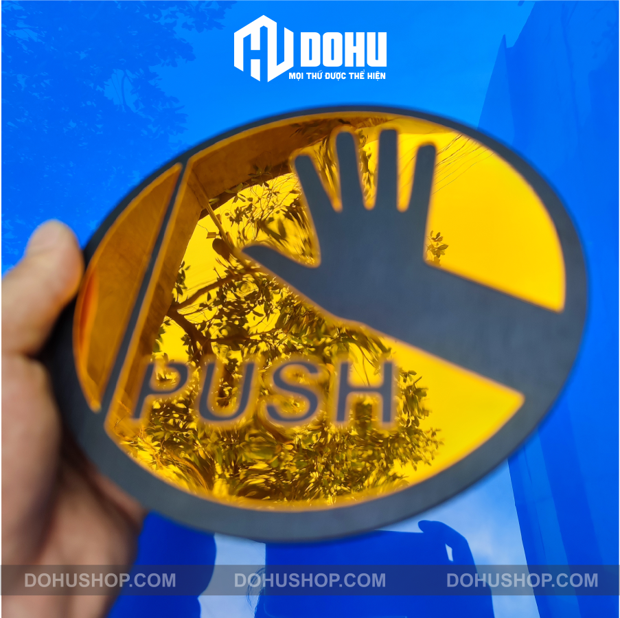 Bảng Gương Vàng Gắn Cửa Pull và Push - Có sẵn băng keo phía sau