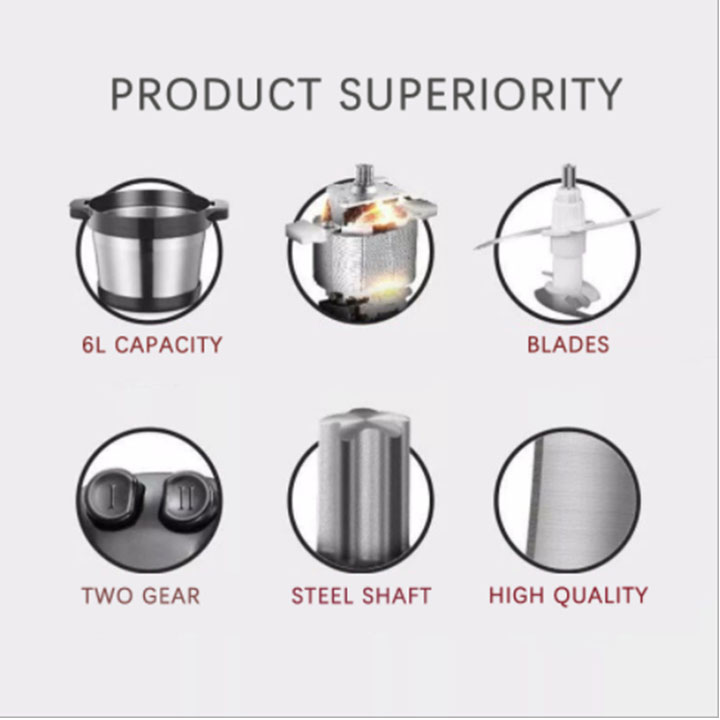 Máy Xay Thịt DORON Cối Inox 304 Dung Tích 6 Lít Công Suất Lớn Cực Mạnh- Hàng Chính Hãng