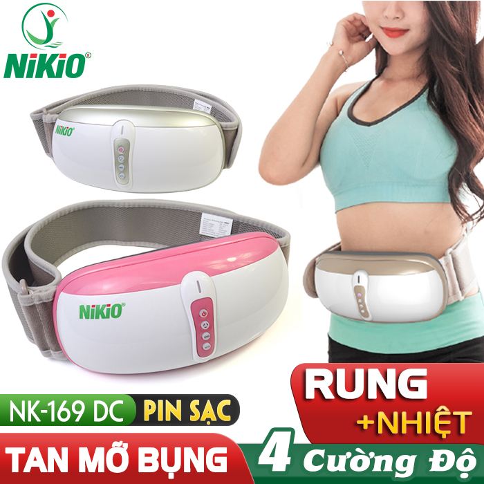 Đai (Máy) Massage Bụng Nikio NK-169DC - Công Nghệ Rung Lắc Kết Hợp Hồng Ngoại Tân Tiến, Mát Xa Bụng, Làm Săn Chắc Cơ Bụng Nhanh - Pin Sạc Tiện Lợi - Màu hồng