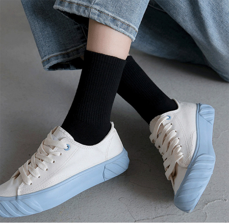 Set 5 Đôi Tất Cao Cổ Unisex Bèo Nhún Gân Tăm Style Thanh Lịch