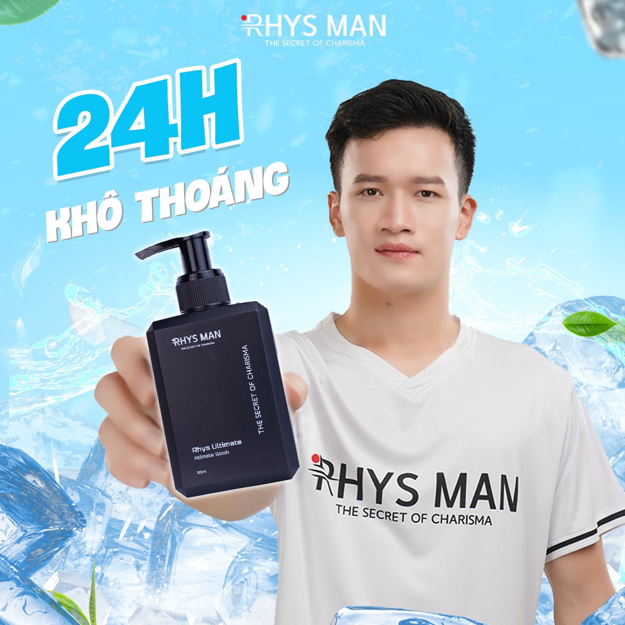 Combo sữa tắm gội nam Rhys Legend 3 in 1 &amp; Dung dịch vệ sinh nam Ultimate &amp; Nước hoa Homme Rhys Man - Hàng chính hãng