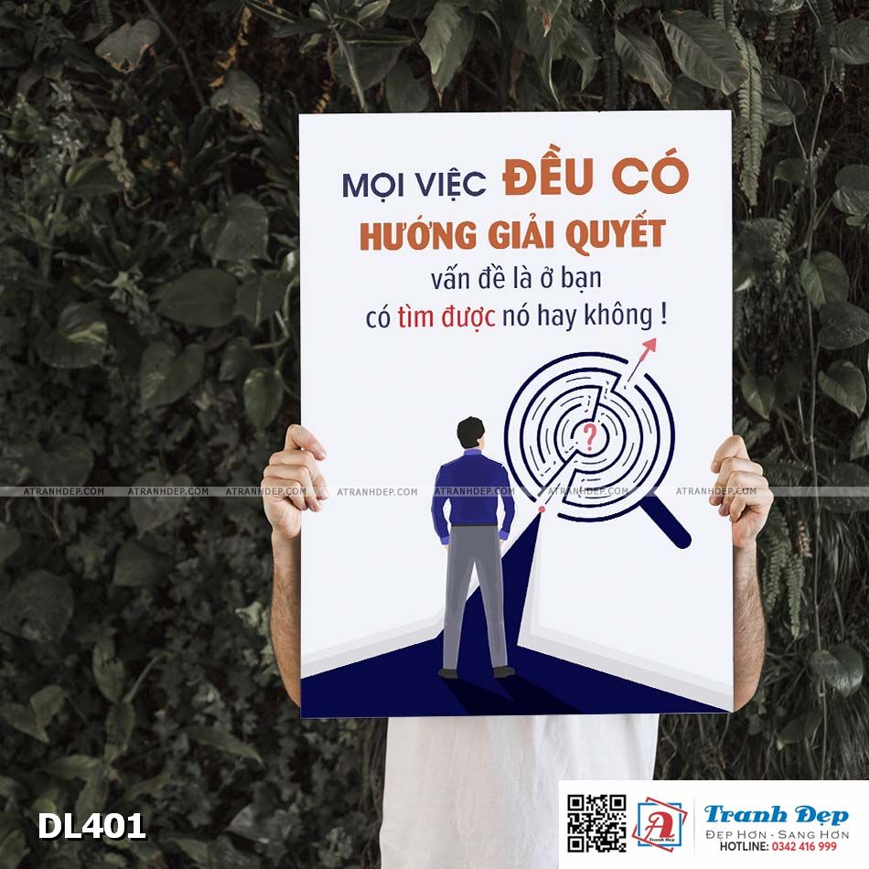 Tranh động lực trang trí phòng làm việc - Mọi việc đều có hướng giải quyết, vấn đề là ở bạn có tìm được nó hay không - DL401