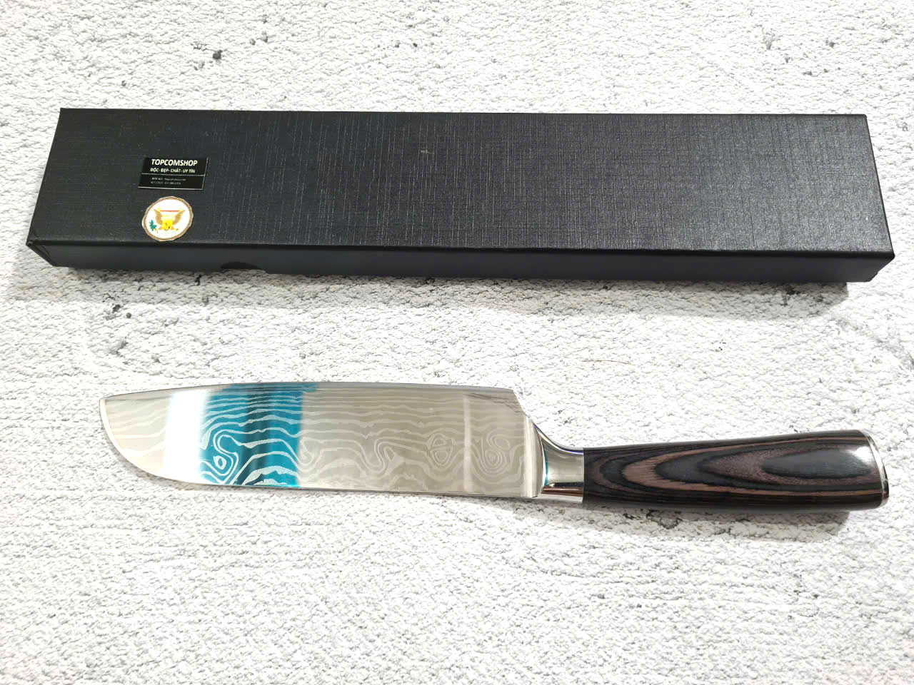 DAO - DAO BẾP NHẬT BẢN SANTOKU THÉP DAMASCUS MÃ A5 DT116 nt topcomshop vn