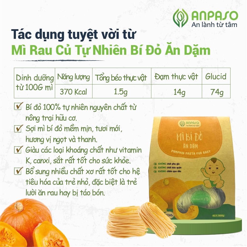 Mì Bí Đỏ Ăn Dặm Anpaso, Organic Bí Đỏ Ăn Dặm kiểu Nhật cho bé từ 7 tháng bổ sung chất xơ, cải thiện táo bón 300g