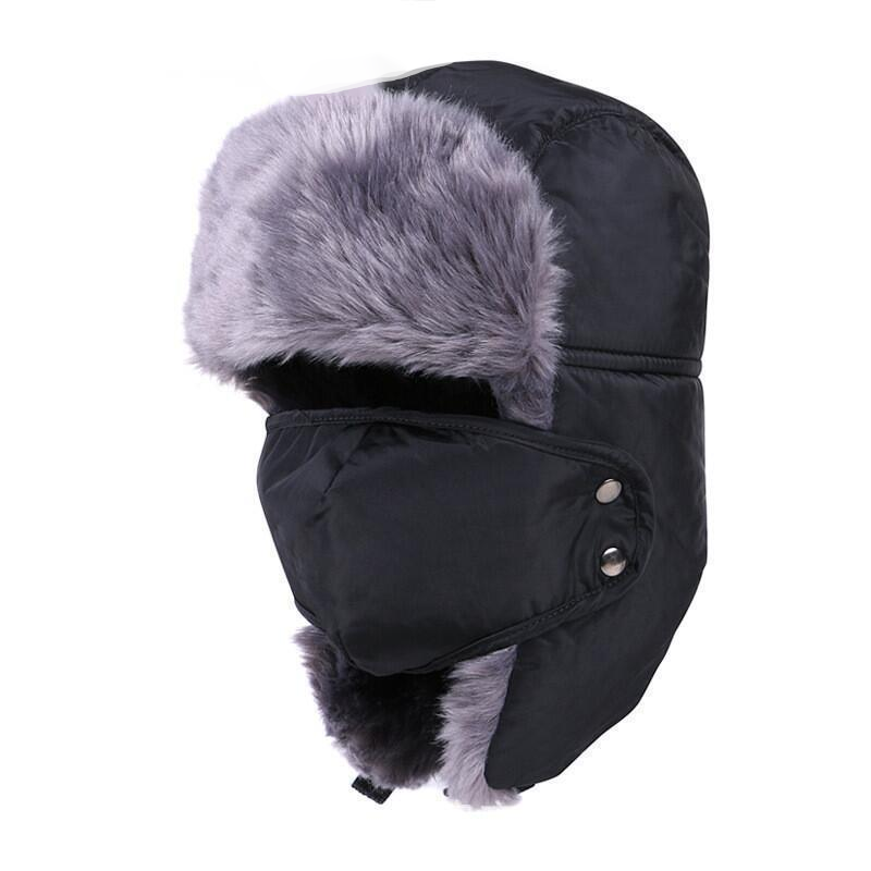 Máy Bay Ném Bom Nón Mùa Đông Nam Ấm Nga Ushanka Nón Tai Sập Pu Da Lông Thú Bẫy Bắt Nắp Earflap